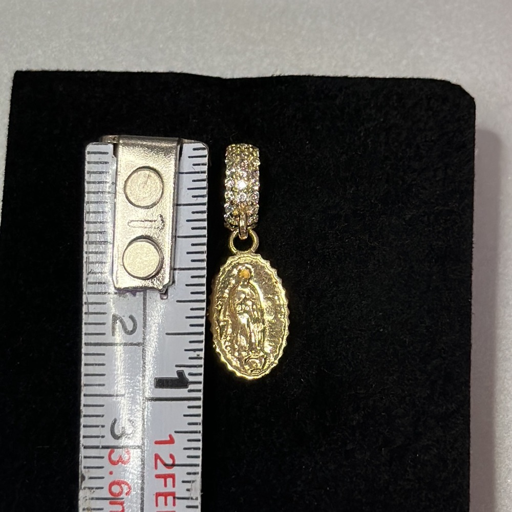 14K Solid Gold—Virgin Of Guadalupe Charm With Zirconia - Picture 6 of 11